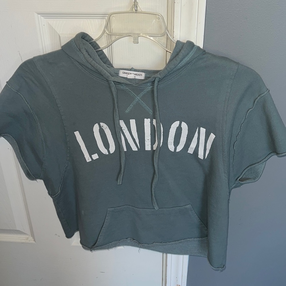 Cropped short sleeve hoodie